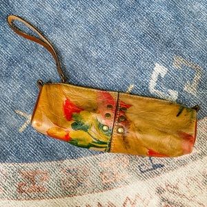 Patricia Nash Floral Leather Pencil/Makeup/Travel Pouch/Case LIKE NEW!